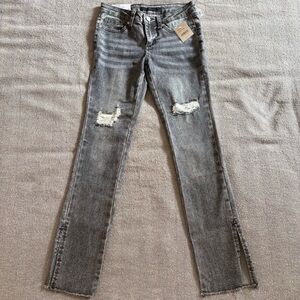 NWT Joe's Jeans Gray Distressed Skinny Jeans with Knee Rips 12